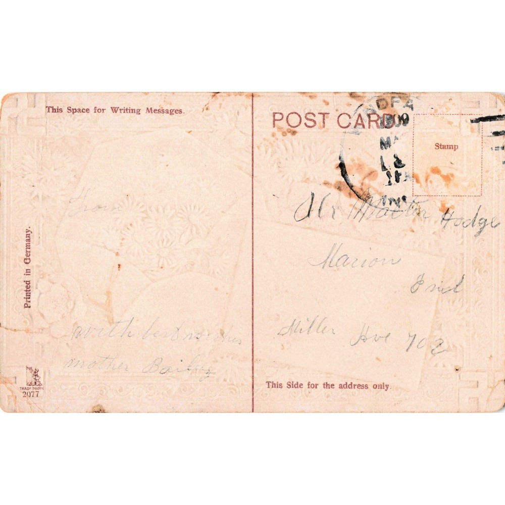 Antique 1909 Birthday Greetings Postcard Embossed Poppies Cornflowers Germany - Picture 2 of 2